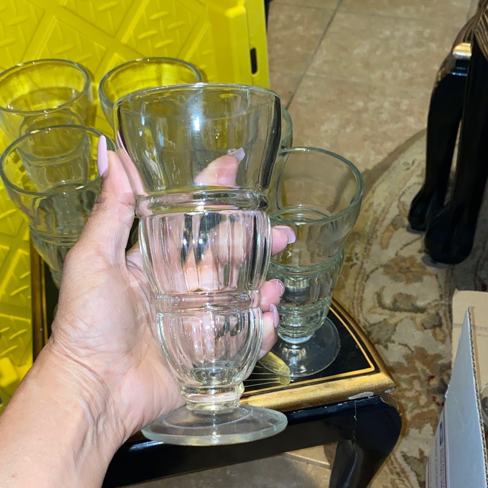 Vintage Large Clear Ice Cream Soda Goblet Set of 6 Box28 - Picture 4 of 6